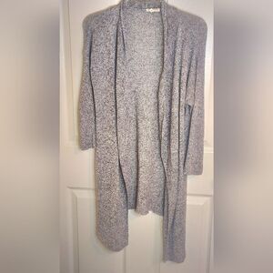 Eileen Fisher M Gray Knit 100% LINEN 3/4 Slv Long Front Women Opened Cardigan